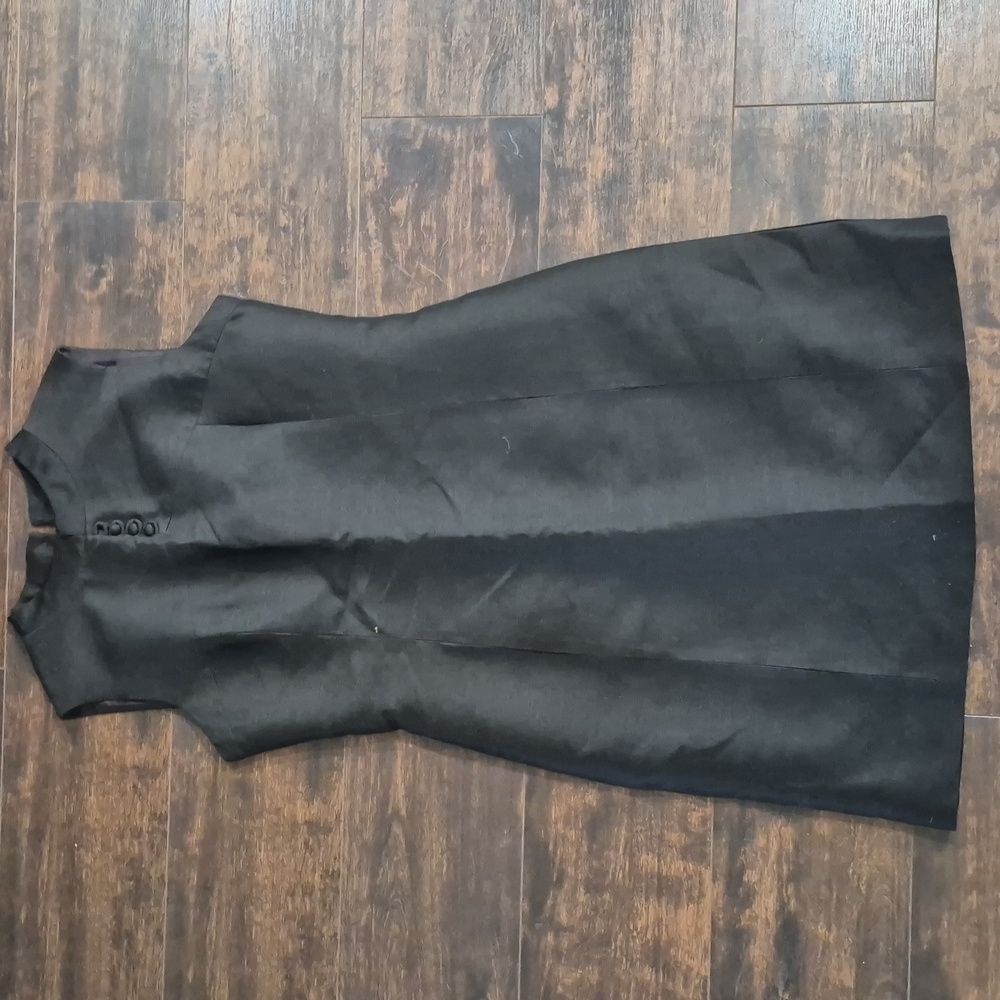 60s THE CLIQUE Sleeveless Midi Dress 2X Vintage Black Retro Shift Plus 18 LBD